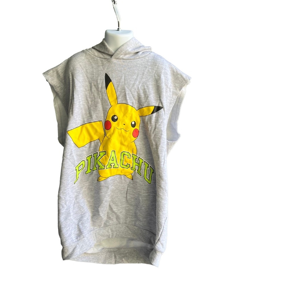 Pokemon Pikachu pullover Sleeveless hoodie Gray Boy XXL